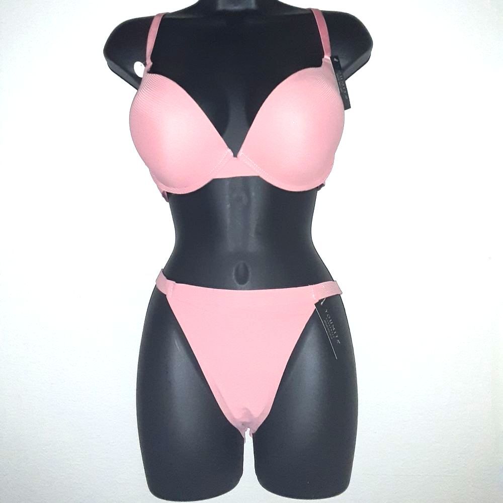 Youmita 36C Mauveglow Push Up Bra and Large Seamless Hi-Leg Panty NWT